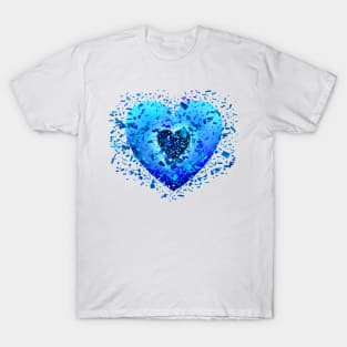 Shattering Ice Blue Heart T-Shirt